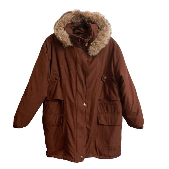 Larry Levine Women's Sz S Removable Raccoon Fur Hood Winter Parka Anorak - Picture 1 of 14